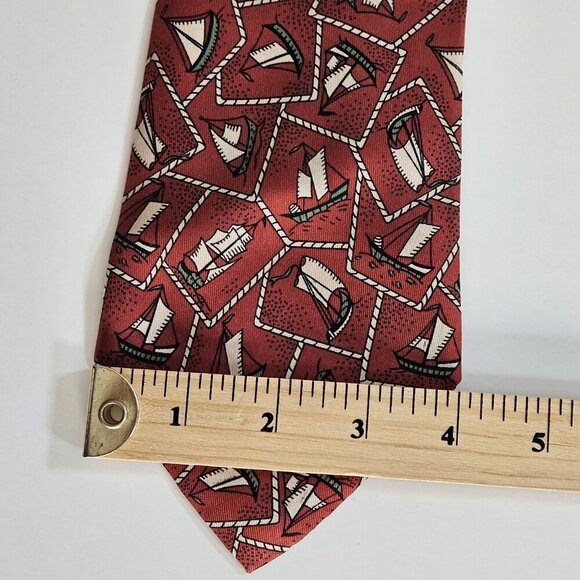 Le Galion Silk Tie Yahts Boats AOP 527C France Made Boho Nautical Preppy W4 L56" - Picture 10 of 16